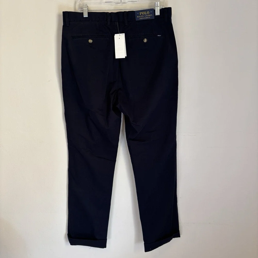 NEW Polo Ralph Lauren Pants Mens 34x34 Blue Classic Fit Chino Stretch Casual